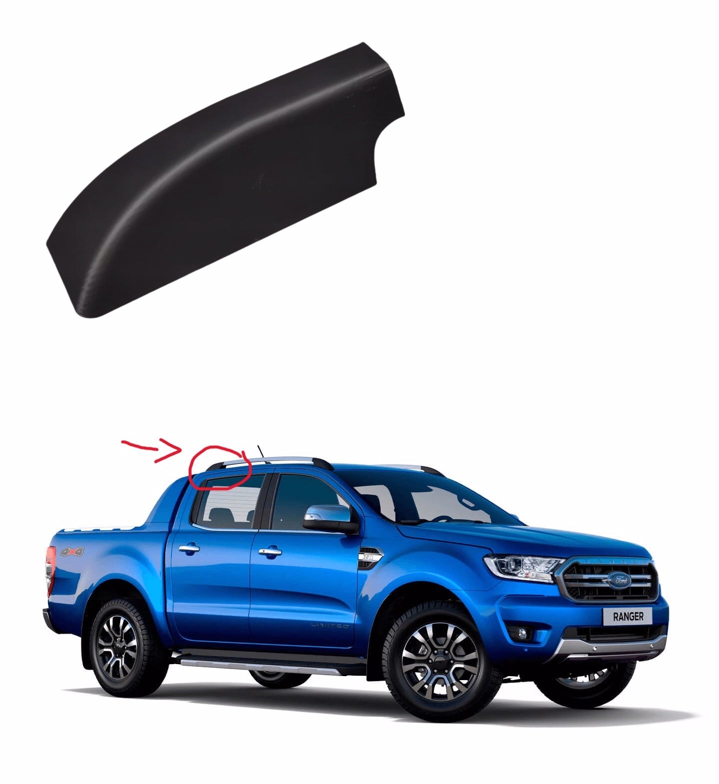 Moldura Acabamento Tampa Rack Teto Traseiro Direito For Ranger