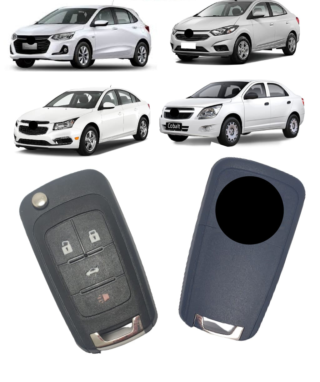 Chave Canivete Ignição Contato Onix Cruze Spin Cobalt S10 Prisma 4 Botoes 2012 2013 2014 2015 2016 2017 433mhz Completa