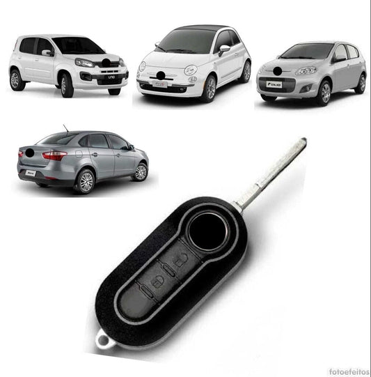 Capa Carcaça Oca da Chave Contato Canivete Fia 500 Palio Uno Strada Siena Punto Stilo Ducato Fiorino 2008-2018 2botoes
