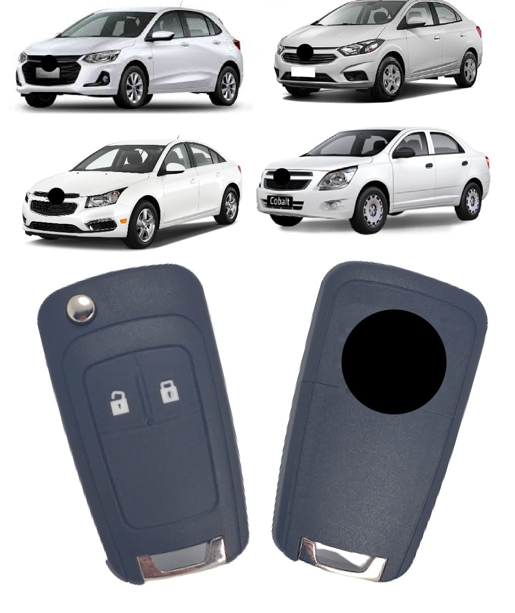 Chave Canivete Ignição Contato Onix Cruze Spin Cobalt S10 Tracker 2012 2013 2014 2015 2016 2017 2 Botoes 433mhz Completa
