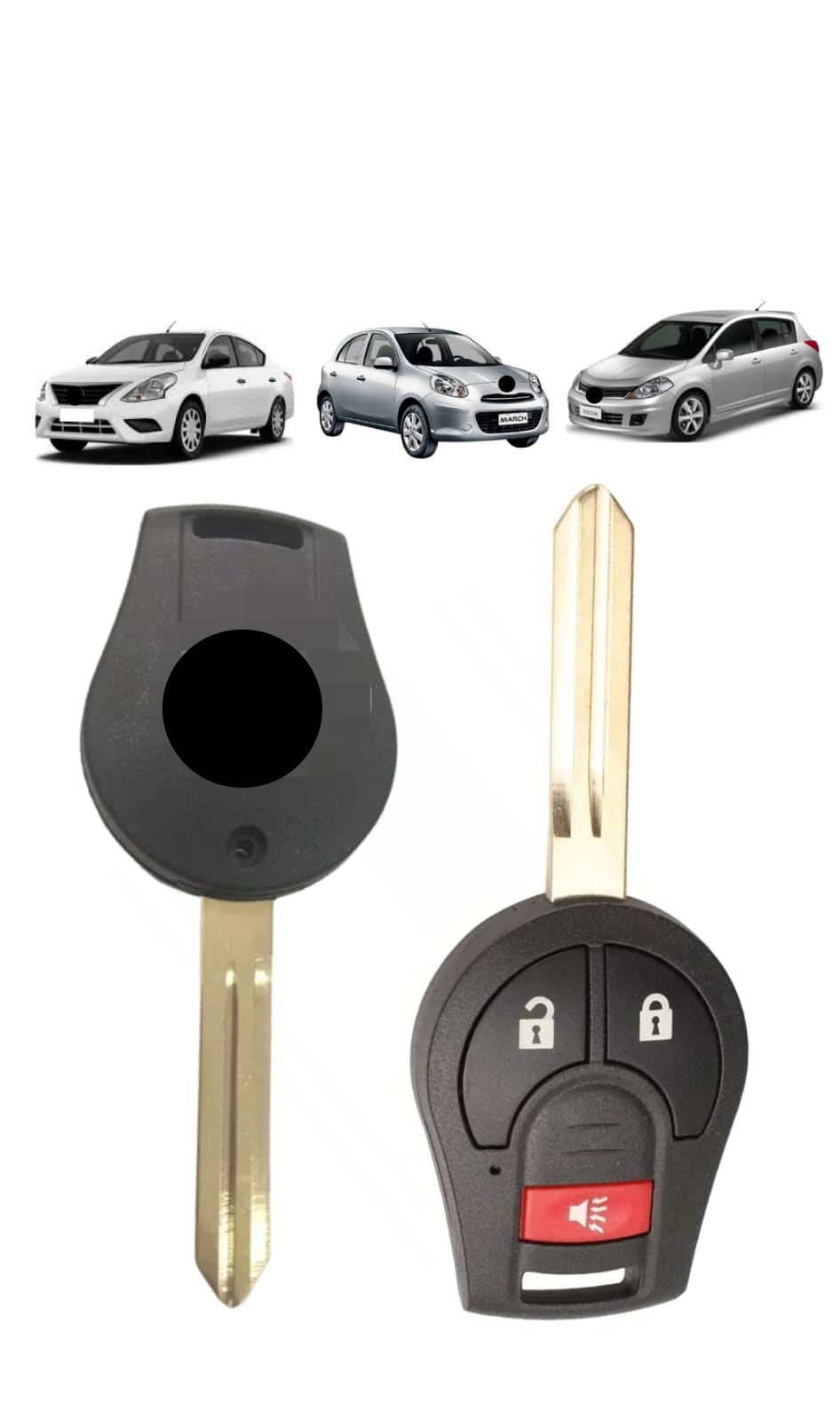 Capa Carcaça da Chave Niss Versa March Tiida Sentra 3 Botões 2011 2012 2013 2014 2015 2016 2017 2018