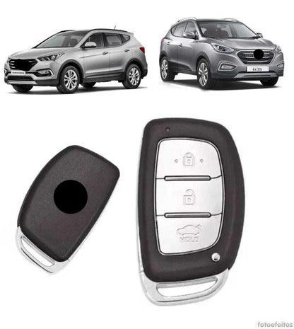 Capa Carcaça Oca da Chave Presença Hyun Ix35 Santa Fé 2016 2017 2018 3 Botoes Marrom