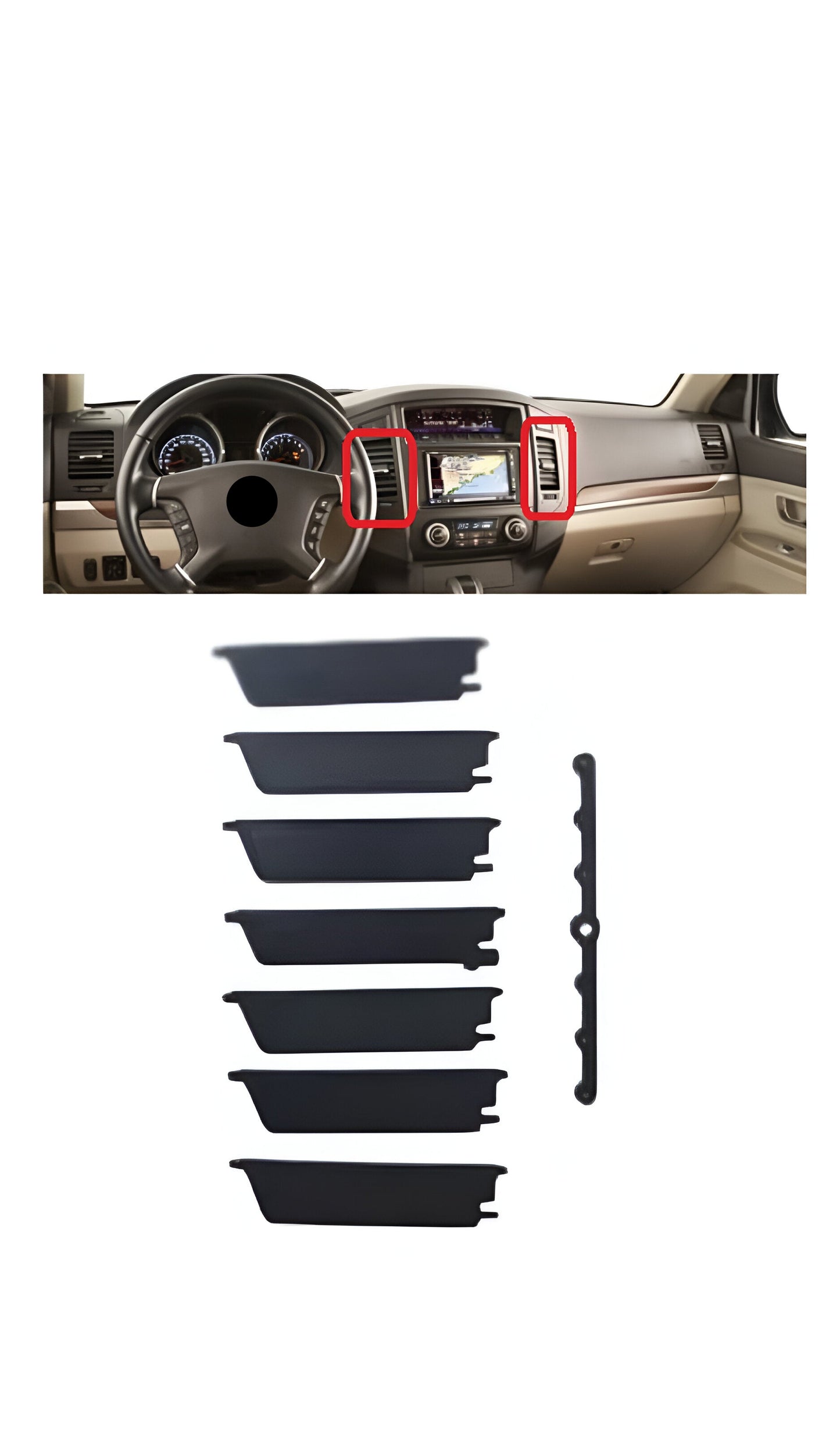 Aletas Difusor Ar Central Horizonta Pajero Full 2008 2009 2010 2011 2012 2013 2014 2015 2016 2017 2018 2020