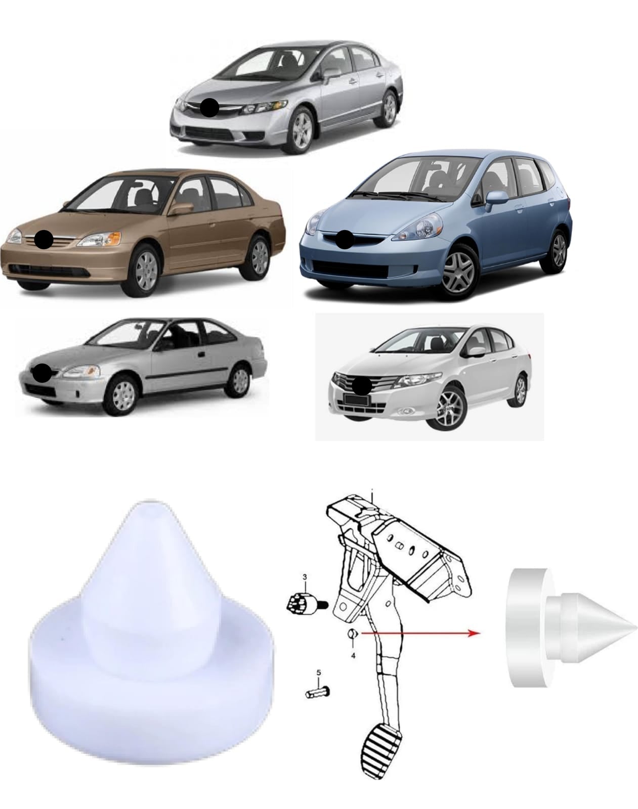 Pino Suporte Bucha Reforçada Pedal De Luz Freio do Interruptor Hon Civic Fit Crv 1994 2001 2002 2003 2004 2005 2011