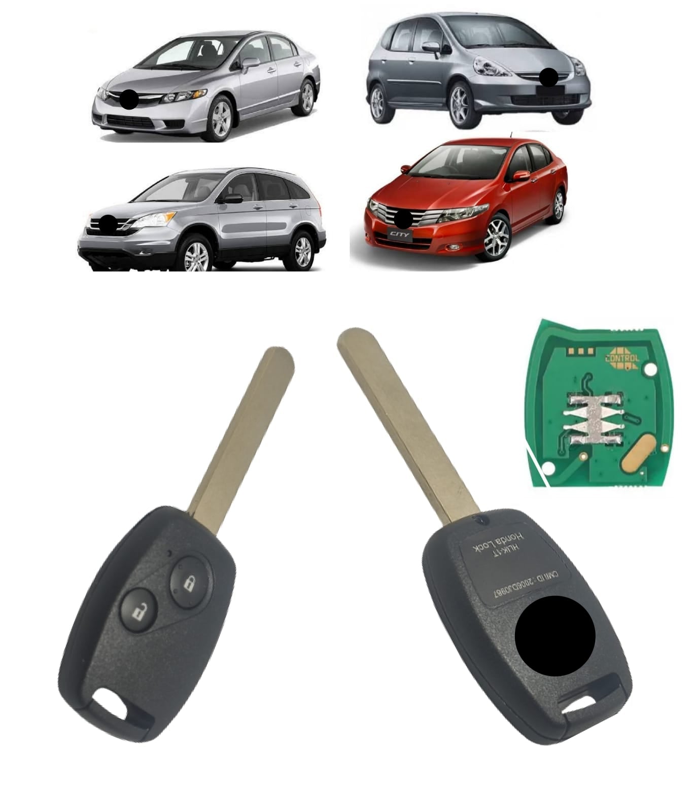 Chave Completa Ignição Contato Hon Civic Fit City Crv 2 Botões Sem Panico Frequencia 313.8 Mhz Id46 FCC ID:HLIK-1T