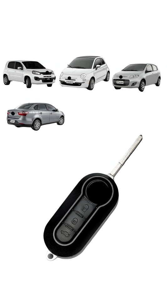 Capa Carcaça Oca da Chave Contato Canivete Fia 500 Palio Uno Strada Siena Punto Stilo Ducato Fiorino 2008 2018 3botoes