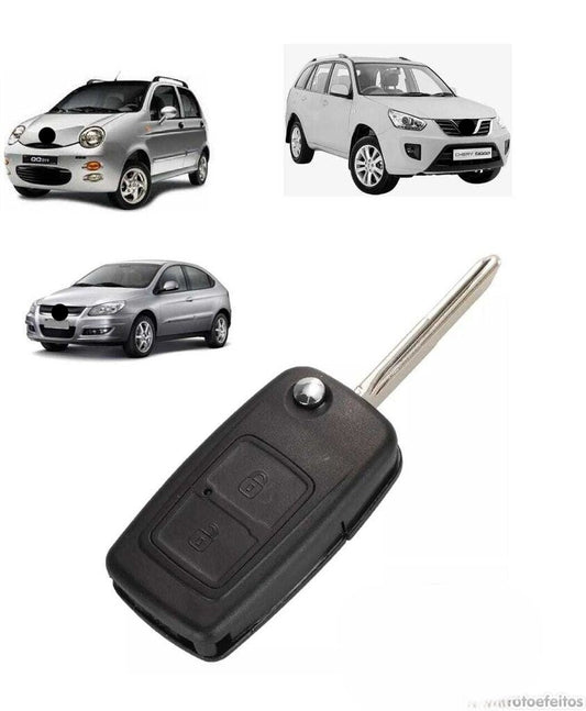 Capa Carcaça Oca Chave Contato Canivete Cher Qq Tiggo Cielo Face Celer 2008 2009 2010 2011 2012 2013 2014 2015 2Botoes