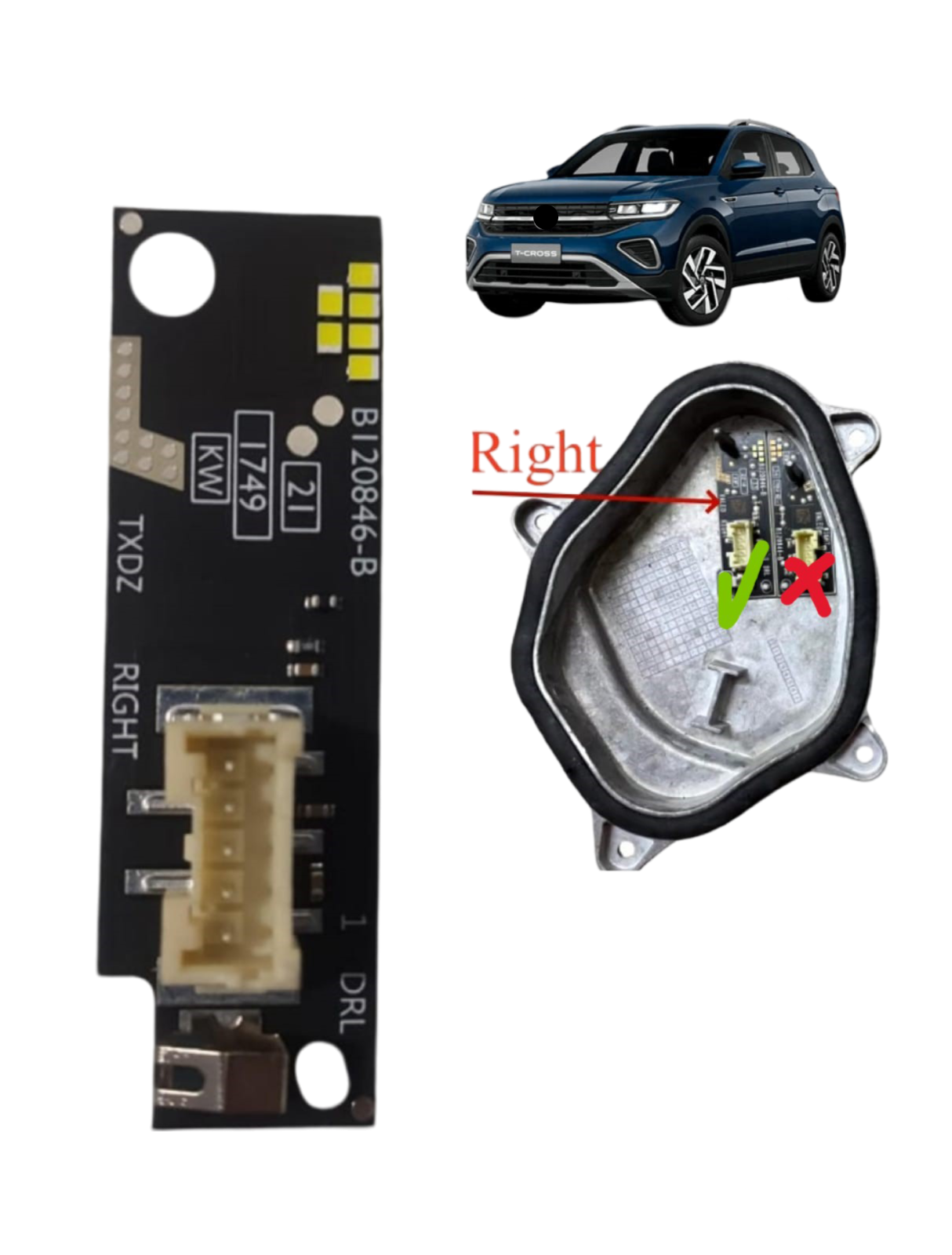 Placa do Modulo Reator Led Farol Direito T-Cross 2018 2019 2020 2021 2022 2023 2GM998479